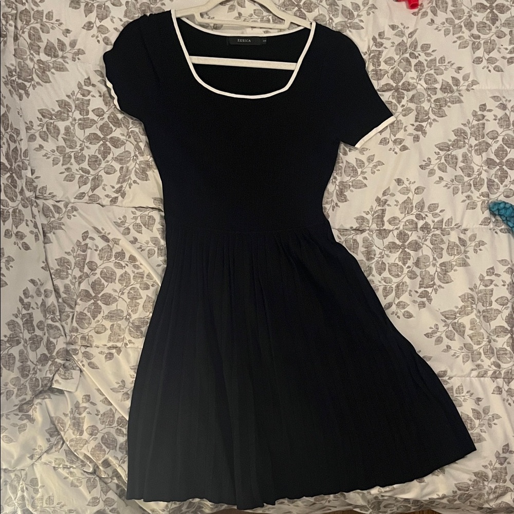 Black Dress with White Accents
